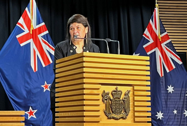 New Zealand Foreign Minister Nanaia Mahuta and Australian Foreign Minister Penny Wong speak to the media following a bilateral meeting, in Wellington