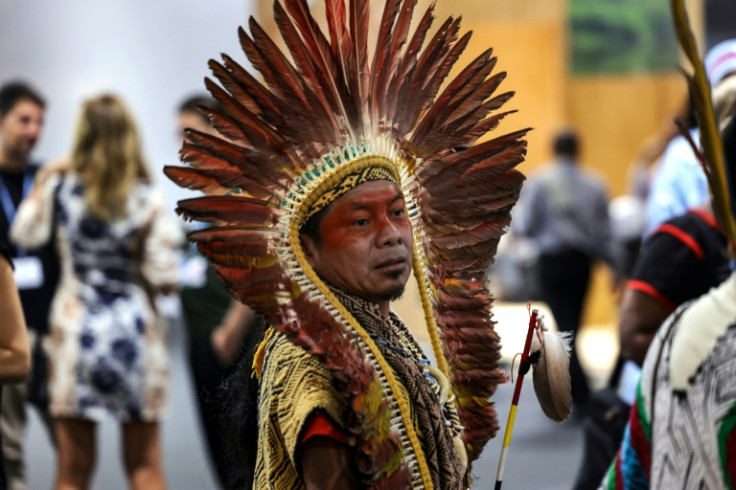 President of the Federation of the Huni Kui People in Acre in Brazil Ninawa Inu Huni kui Pereira Nunes, pictured during the COP27 climate summit