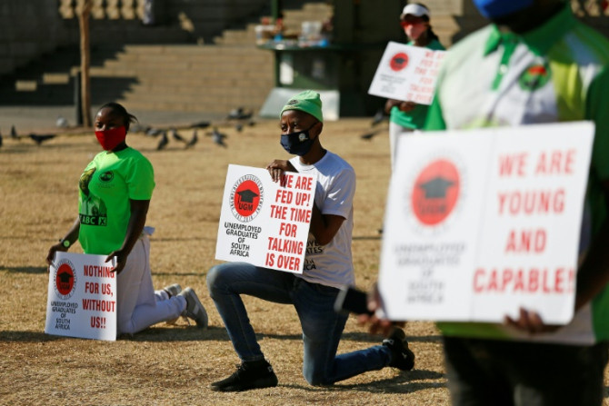 Unemployed graduates at a demonstration in Pretoria 
