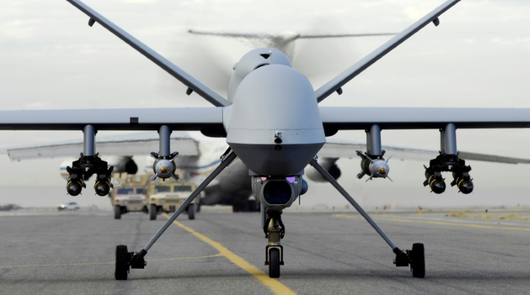 An armed MQ-9 Reaper unmanned aerial vehicle, or drone the manufacturer, General Atomic Aeronautical Systems, wants to supply them to Ukraine and is seeking US government permission