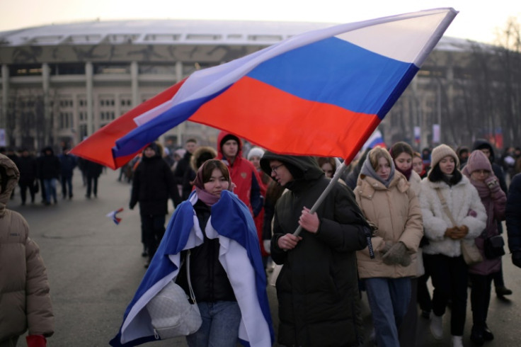 The spectators braved the cold on a clear and crisp winter's day in Moscow
