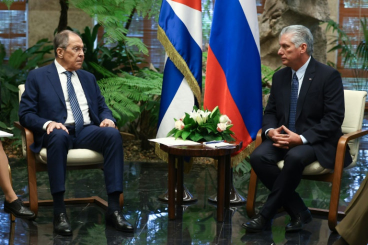 Russian foreign minister Sergey Lavrov (left) meets with Cuba President Miguel Diaz-Canel in Havana