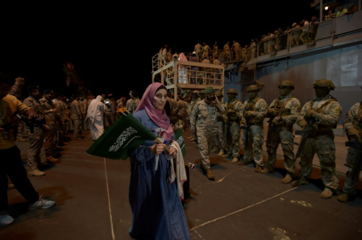 The evacuees arrived in Jeddah after a 20-hour voyage across the Red Sea from Port Sudan