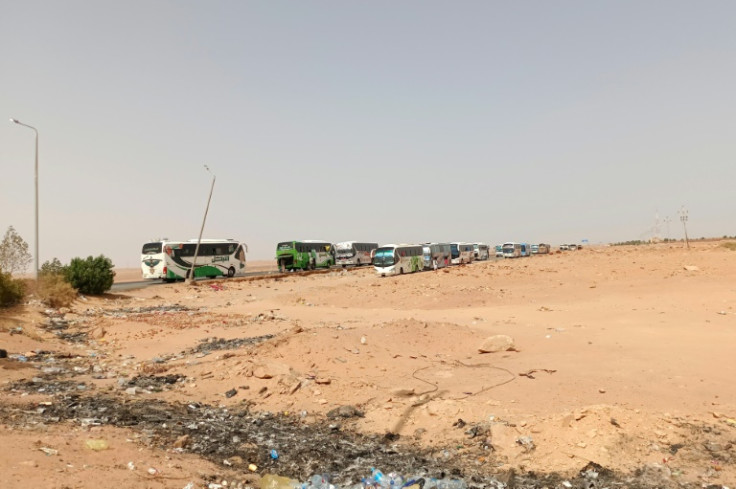 Many Khartoum residents chose to flee northwards to Egypt, as in this convoy