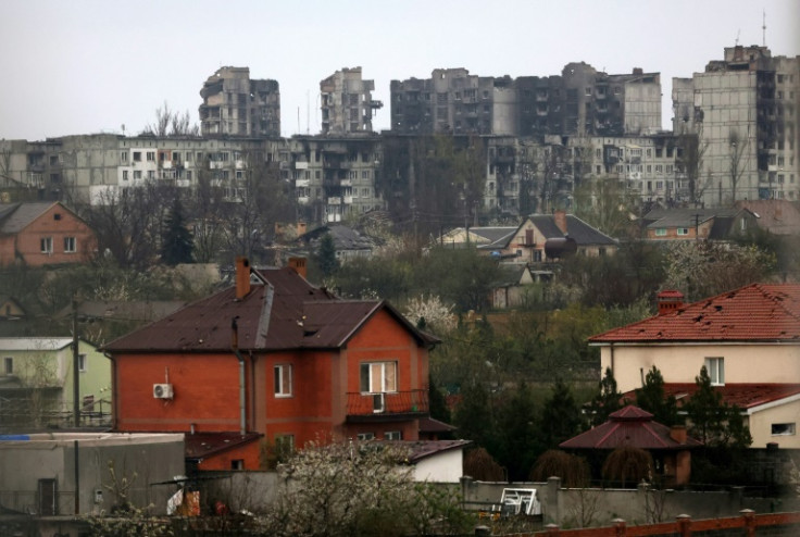 Residential buildings shown last month damaged by shelling in Bakhmut
