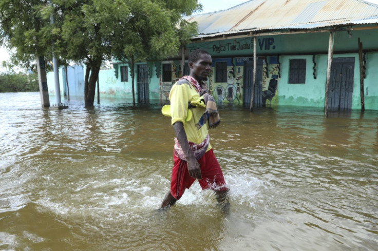 Heavy rainfall earlier in the week sent water gushing into homes in central Somalia, submerging roads and buildings