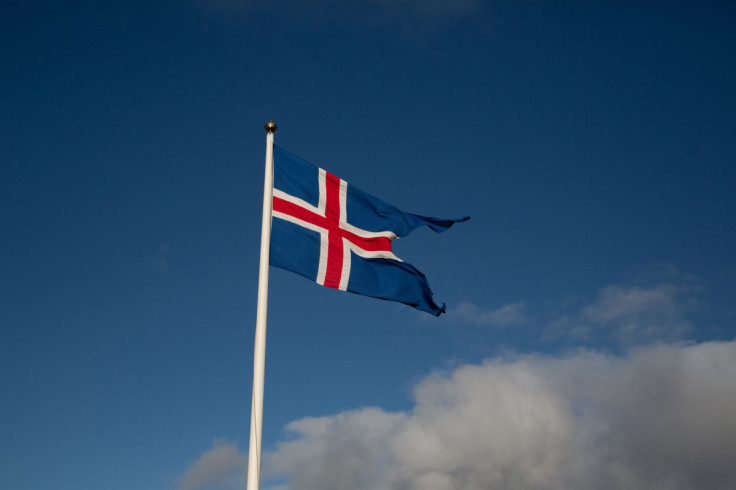 Iceland's flag flies at Thingvellir National Park