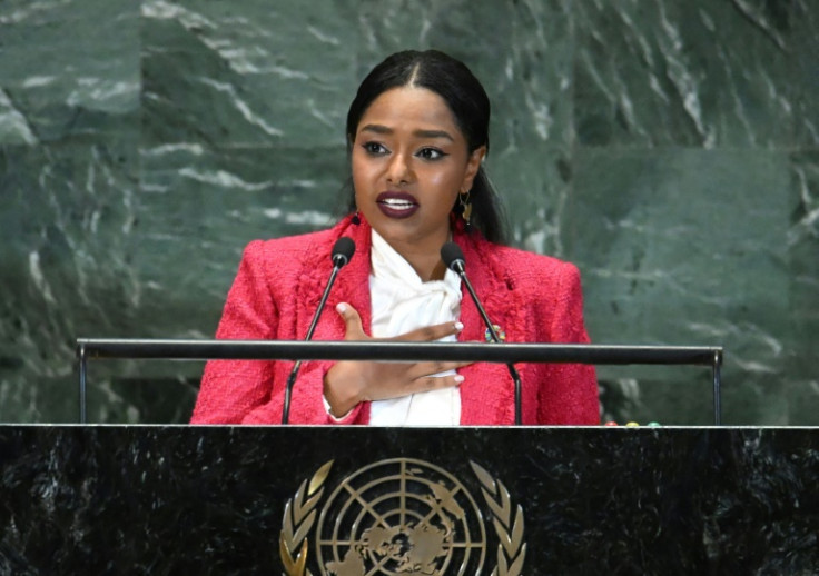 Youth activist from Sudan Mayada Adil speaks at the opening session of the second Sustainable Development Goals (SDG) Summit in New York