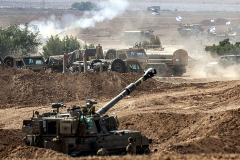 Thousands of people, both Israeli and Palestinians have died since October 7, 2023, after Palestinian Hamas militants entered Israel in a surprise attack leading Israel Israeli army M109 155mm self-propelled howitzers near the border with Gaza in southern