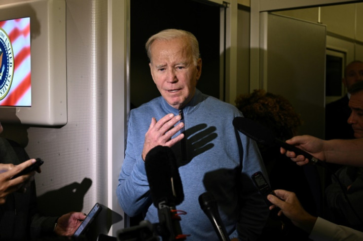 Biden spoke to reporters on Air Force One on his way back from Israel