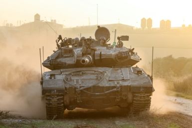 An Israeli tank near the border with the Gaza Strip on December 3, 2023, amid continuing battles between Israel and the militant group Hamas