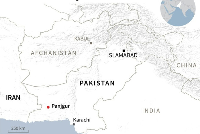 Map of Pakistan locating Panjgur in Balochistan province near where Iran launched a deadly airstrike on Tuesday, according to local media.