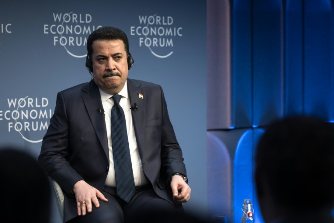 Iraqi Prime Minister Mohamed Shia al-Sudani attends a session at the World Economic Forum in Davos