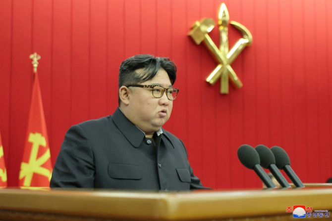 North Korea's Kim Jong Un, seen here in an undated photo released on January 25, 2024, has overseen the launch of a new strategic cruise missile from a submarine, state-run KCNA reports