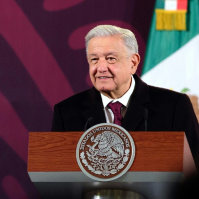 Mexican President Andres Manuel Lopez Obrador speaks during his morning press conference at the National Palace