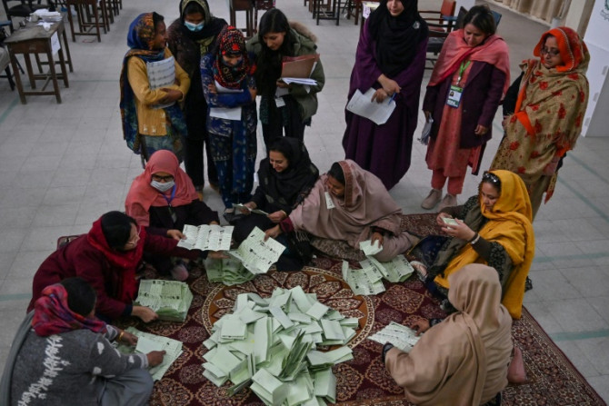 Pakistan election officials count votes after the closing of polls
