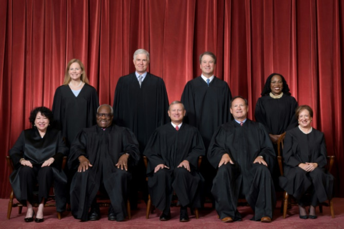The nine justices of the US Supreme Court pose for their official photo