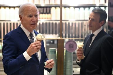 US President Joe Biden answered a question on Gaza as he visited a New York ice cream parlor after taping an interview with comic Seth Meyers