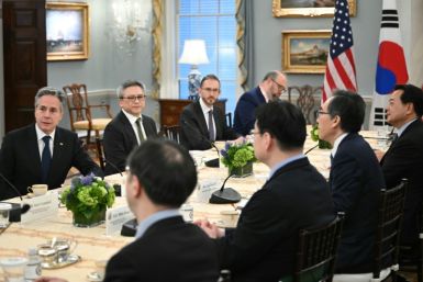 US Secretary of State Antony Blinken (L) meets with South Korean Foreign Minister Cho Tae-yul at the State Department