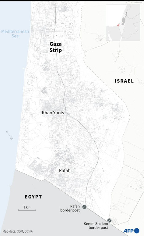 Map of southern Gaza Strip