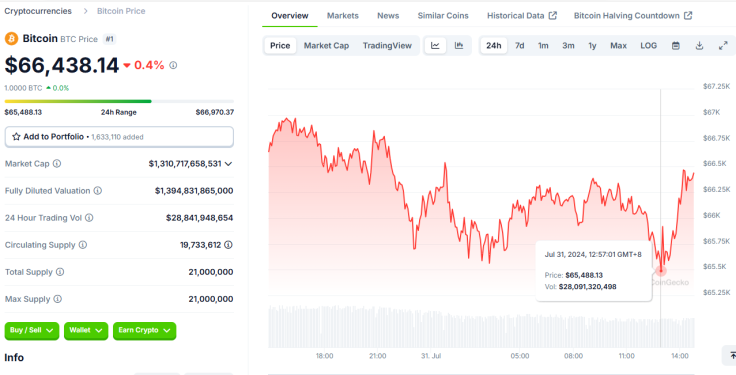 Bitcoin price early July 31 2024