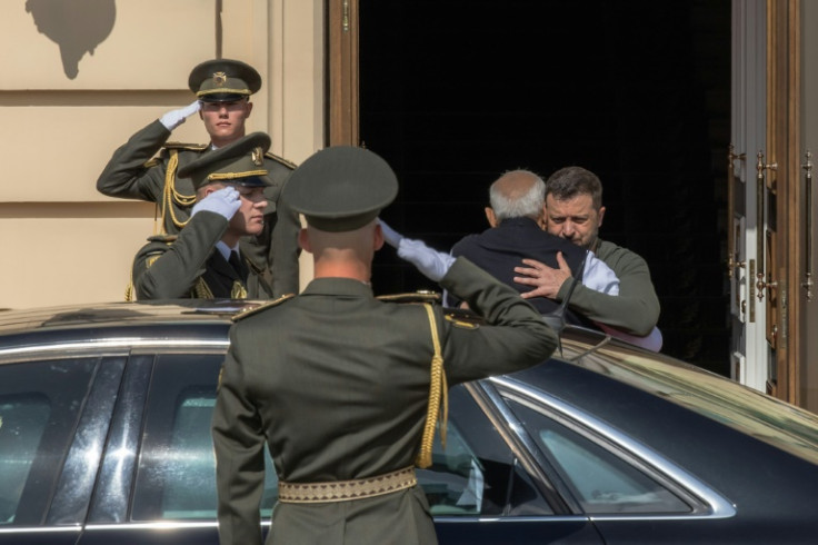 Zelensky looked visibly emotional as he embraced Modi