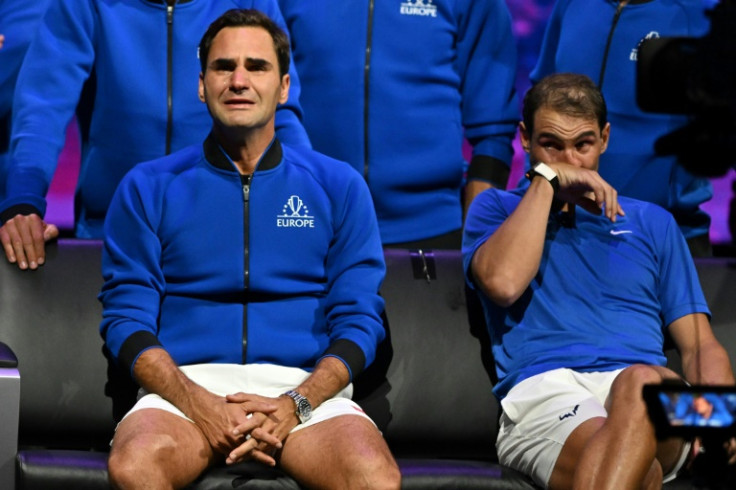 Tearful ending: Rafael Nadal with Roger Federer as the Swiss star played his last match in London in 2022