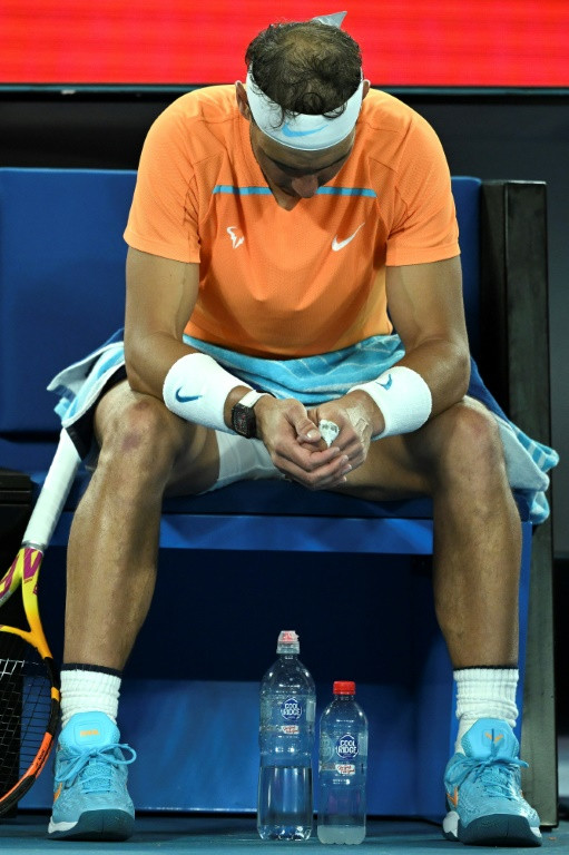 Moment of reflection: Rafael Nadal suffered a hip injury in his Australian Open defeat to Mackenzie McDonald in January