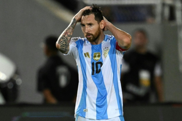 Argentina's forward Lionel Messi reacts his team's 1-1 draw with Venezuela in World Cup qualifying on Thursday