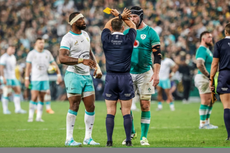 Caelan Doris (R) received a yellow card in the second Test against South Africa in June