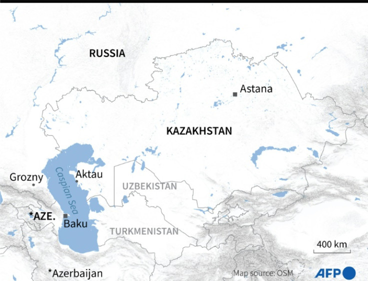 Map showing Kazakhstan, where an Azerbaijan Airlines passenger jet crashed on December 25