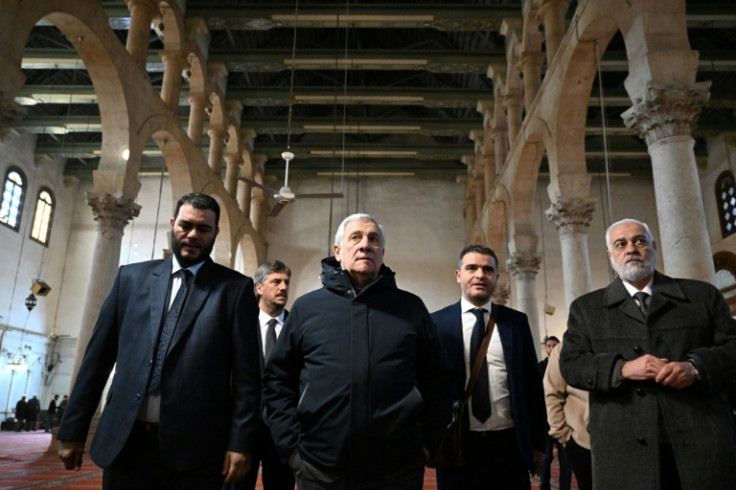 Italian Foreign Minister Antonio Tajani visits the eighth-century Umayyad Mosque in the old city of Damascus